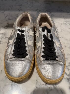 Stella McCartney Silver Star Sneakers with Black Laces